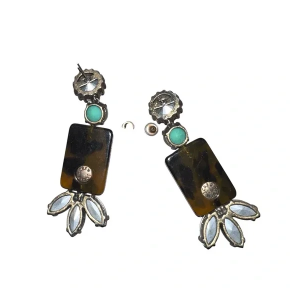 J. Crew Tortoiseshell & Turquoise Earrings | Statement Jewelry - Picture 7 of 9